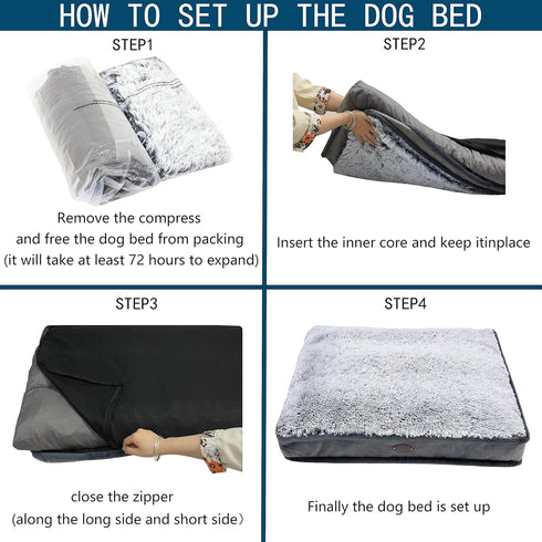 Dog Bed for Medium and Small Breeds, Deluxe Plush Crate Beds, Waterproof, Removable Cover, Non-Slip Bottom