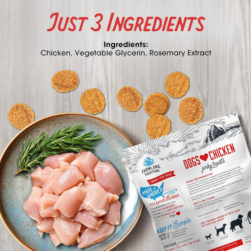 Farmland 3 1 (Pack 2) Traditions Dogs Love Chicken Jerky Dog Treats with Only Ingredients and No Fillers, Pound Bag