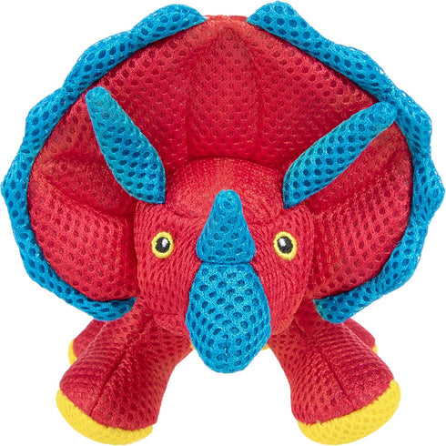 Durable Red Dino Frills Squeaky Dog Toy - Small Size