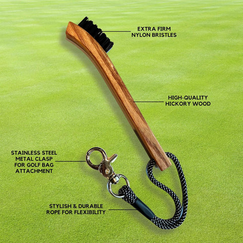 Golf Brush (2 Pack) with Cord and Clip Attachment, Ideal Club Cleaner for Woods and Irons, Golf Accessories