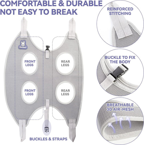 Dog Grooming Hammock Harness for Dogs & Cats, Pet Nail Clipper Trimmer, Cat Hanger Sling for Trimming Nails (Grey S)