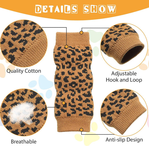 Geyoga 8 Pcs Knitted Elastic Dog Leg Warmers, Hock Protectors, Covers for Medium Large Pets, XL
