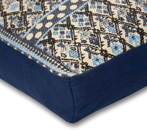 Home Dynamix Trina Turk Austin Bohemian Pet Bed, Geometric Blue/Gray/Ivory, 24" x 36" Gusset