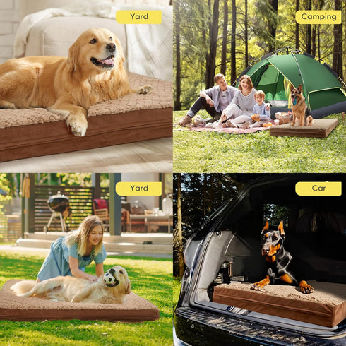 Sytopia 41 Inch XLarge Dog Bed, Reversible Waterproof Orthopedic with Removable Washable Cover for Large Dogs, Brown