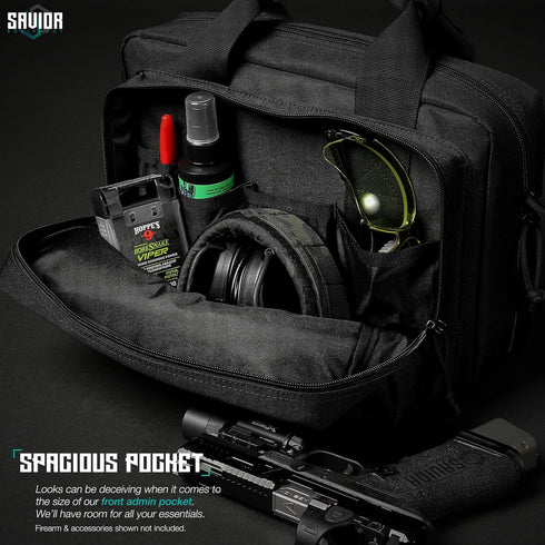 Savior Equipment Tactical Double Scoped Handgun Firearm Case, Pistol Bag for Outdoor Hunting, Lockable Compartment
