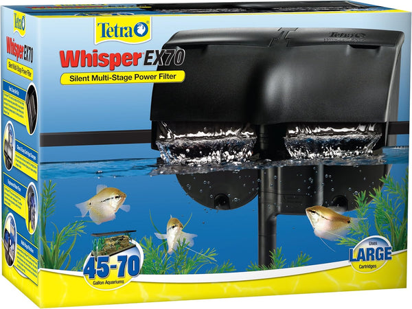 Tetra Whisper EX 70 Filter for 45 to 70 Gallon Aquariums - Silent Multi-Stage Filtration, WHITE