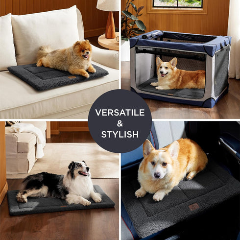 Bedsure Washable Dog Crate Bed for Small Dogs, Reversible Foam Floor Dog Mat, Lightweight Travel Flat Pet Beds for