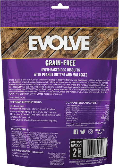 Evolve Grain Free Dog Biscuits with Real Peanut Butter and Molasses