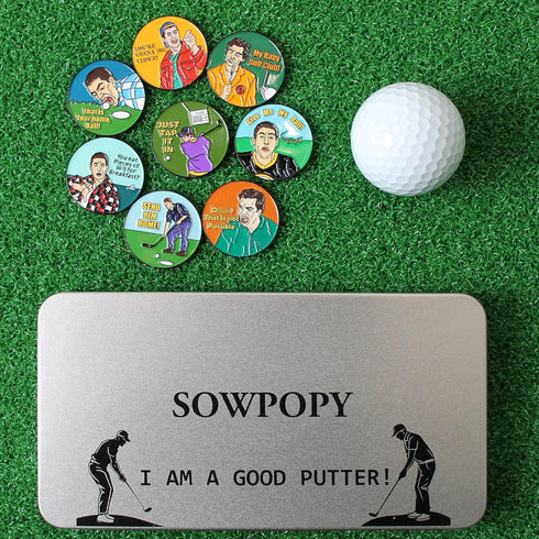 Funny Golf Ball Marker Gifts for Men, Magnetic Ball Markers with Golf Hat Clip, Cool Accessories for Golfers (8 Markers
