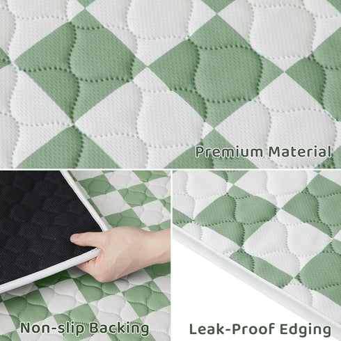 2 Pack Sage Green Checkered Washable Pee Pads for Dogs, Checkered Reusable Dog Pee Pads, for Puppy Playpen, Crate