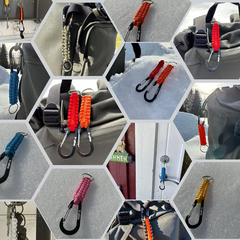 Paracord Keychain with Carabiner, 2Pcs Carabiner Keychain for Backpack, Survival, Camping, Men