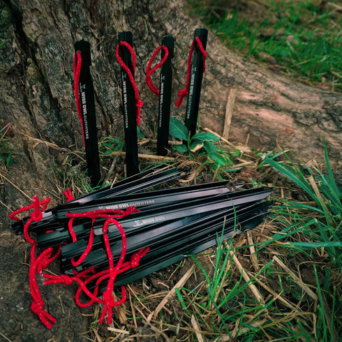 Wise Owl Outfitters Heavy Duty Tent Stakes for Outdoor Tent & Tarp, Available in 12pk or 16pk Black
