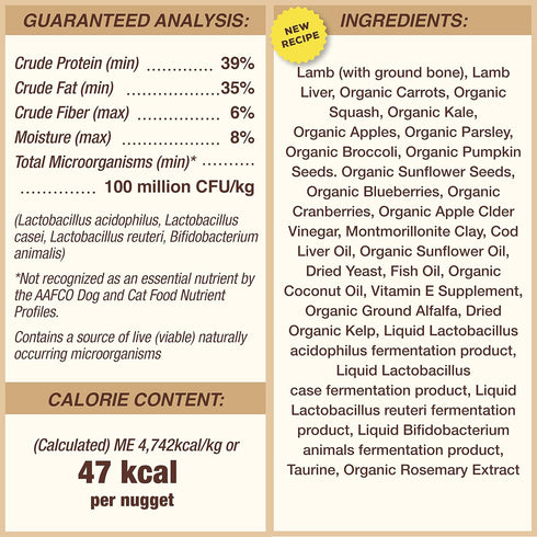 Primal Freeze Dried Dog Food Nuggets, Lamb, Complete & Balanced Meal, 14 oz