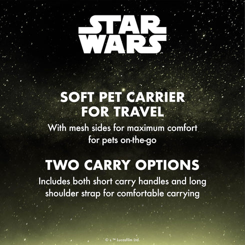 Star Wars for Pets The Mandalorian Soft Pet Carrier - Dog Travel Bag Fits Under Plane Seat, Gray & Brown