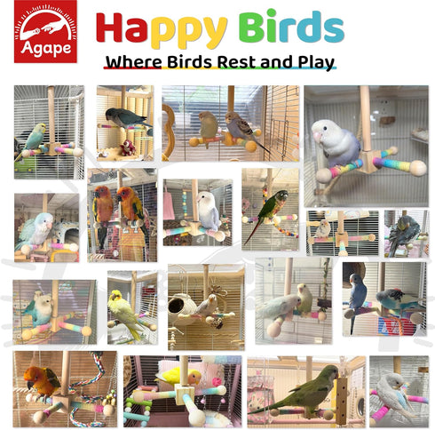 360 Finches Agape Bird Toy, Parrot Interactive Rotating Perch, Bird Cage Accessories for Small and Medium Parrots