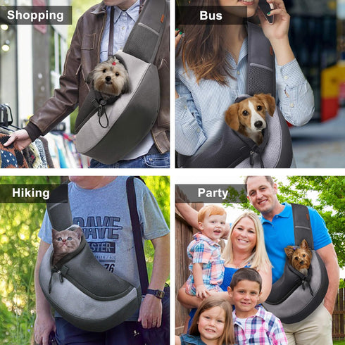 FDJASGY Pet Sling Carrier for Small Dogs Cats, Breathable Mesh Hand-Free Puppy Backpack with Adjustable Strap