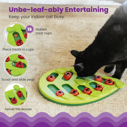 16 13in 9.5in Catstages Nina Ottosson Buggin' Out Puzzle & Play Interactive Cat Puzzle Feeder for Indoor Cats, Hidden
