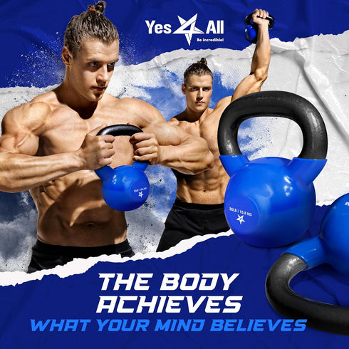 Yes4All 5-65lbs Kettlebells, Vinyl Coated Cast Iron for Dumbbell Weights, Full Body Workout Equipment, Gym & Fitness