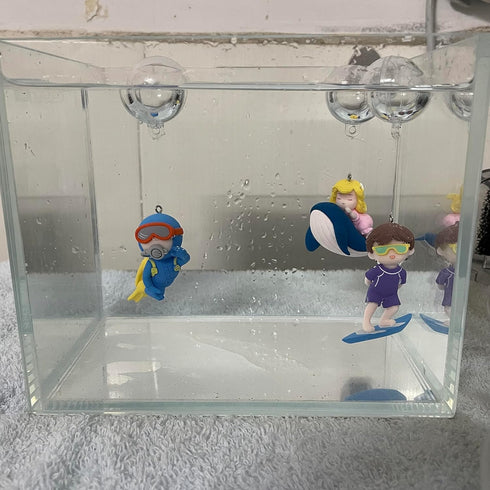 3 Pack Floating Fish Tank Decorations, Cute Little Diver, Surfer Boy, Whale-Riding Girl for Aquarium Decor