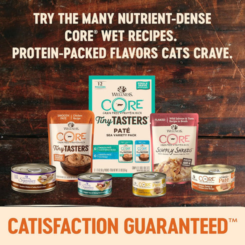 Wellness CORE Tiny Tasters Wet Cat Food, Complete & Balanced Natural Pet Food, 1.75-Ounce Pouch, 12 Pack (Duck Pate)
