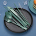 Portable Stainless Steel Flatware Set, Travel Camping Cutlery with Waterproof Case, Green