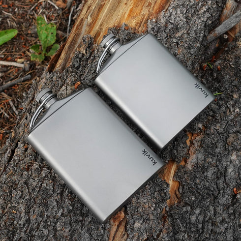 Titanium Flask 7.4 oz (220ml), Ultralight Compact Flask for Camping and Hiking