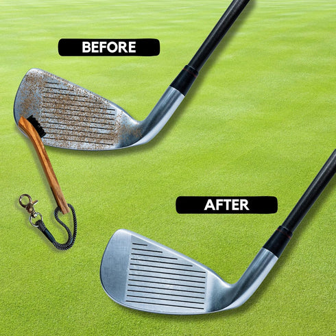 Golf Brush (2 Pack) with Cord and Clip Attachment, Ideal Club Cleaner for Woods and Irons, Golf Accessories