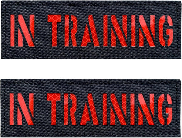 2 Pack Black Red Reflective Tactical Dog Patches Service Dog, in Training, DO NOT PET Tags with Hook and Loop Patches