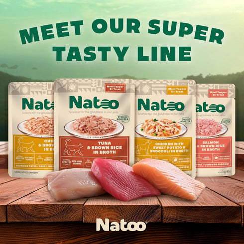 NATOO Cat Food Topper for Picky Eaters, Chicken & Brown Rice in Broth, Wet Cat Food, 2.4 oz (Case of 20)