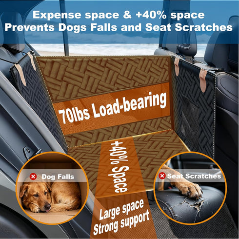 Dog Car Seat for Large Medium Dogs Back Seat Extender for Dogs, Waterproof Medium Dog Carseat with Hard Bottom& Pet