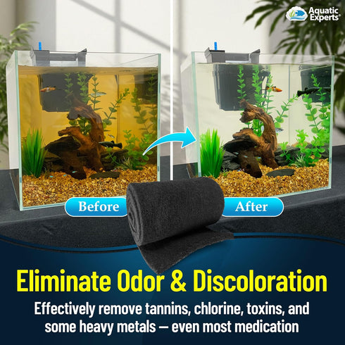 Aquarium Carbon Pad - Cut to Fit Carbon Filter Media for Crystal Clear Fish Tank and Ponds (10.5 Inch Width, 36 Inch