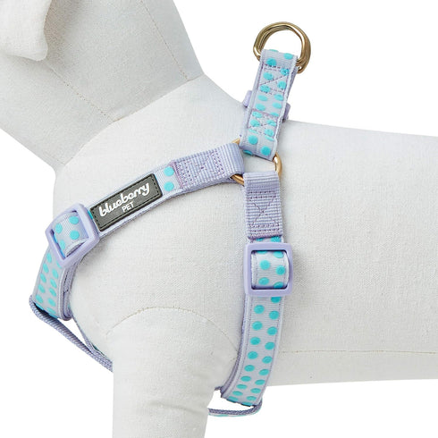 Blueberry Pet 4 Patterns Step-in Velvety Polka Dot Flocking Dog Harness, Pastel Purple, Chest Girth 20" - 26", Medium,