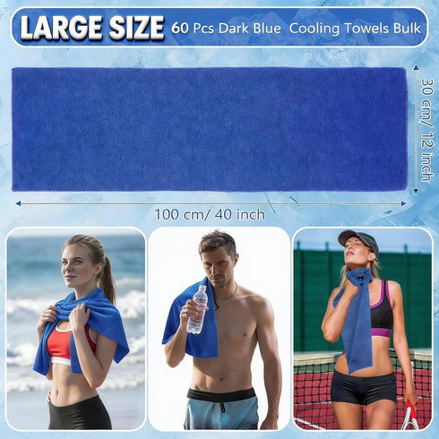 120 Pack 40"x12" (BU-60) QBrand Cooling Towels, Ice Breathable Chilly Sweat Rag Microfiber Workout Rags for Gym Towels