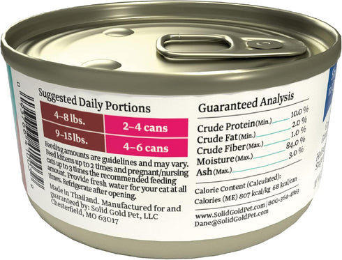Solid Gold Wet Cat Food Shreds in Gravy, Real Tuna & Shrimp, Grain Free, 24 ct/3 oz Can