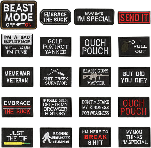 WZT 20 Pieces Funny Tactical Military Morale Patch Set for Caps, Bags, Backpacks, Clothes, and Tactical Gears (Navy)