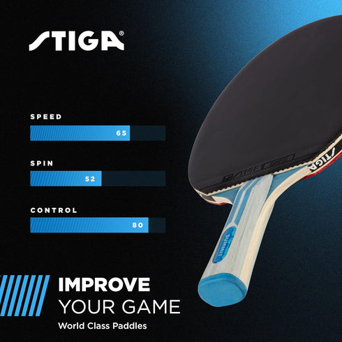 2mm STIGA Ping Pong Paddles - Tournament-Approved Sponge - Flared Handle for Enhanced Control - Competitive Table
