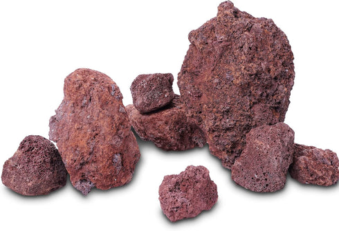 LANDEN Red Lava Stones, 16lbs, 3~10 inch, 11pcs for Aquascaping Terrariums, Reptile Enclosures, Fish Tank Decoration