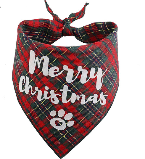 Christmas Bandanas for Dogs, 3 Pack Plaid Pet Bandana for Medium Large Dogs