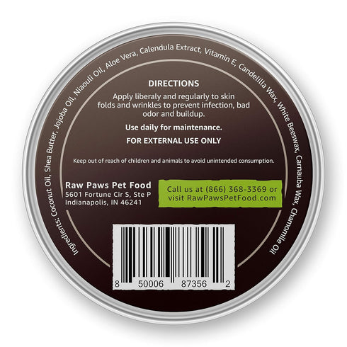 Raw Paws 4-Ounce Wrinkle & Skin Balm for Dogs, Natural Paste for Bulldogs, Dog Cream for Skin Fold Care