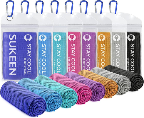 Sukeen Cooling Towels 8 Pack (40"x 12"), Cooling Towels for Neck and