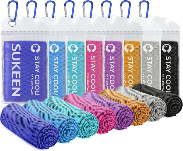 Sukeen Cooling Towels 8 Pack (40"x 12"), Cooling Towels for Neck and