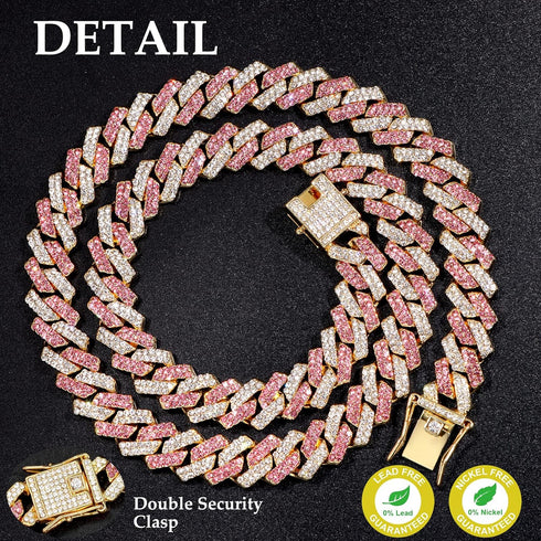 Gold Dog Chain Collar - Diamond Cuban Walking Metal Chain Collar with Secure Buckle for Medium Large Dogs (18inch,