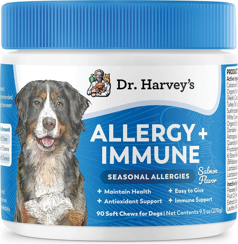 Dr. Harvey's Dog Allergy & Anti-Itch Relief Soft Chews, 90 Chews - Daily Immune & Digestive Health Support with