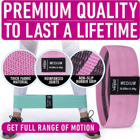 Resistance Bands for Working Out with Guide, 4 Booty Bands for Women Men, Fabric Elastic Exercise Bands