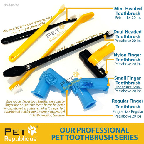 Pet Republique Dog Finger Toothbrush | Set of 6 Dental Brushes for Large to Small Dogs and Cats