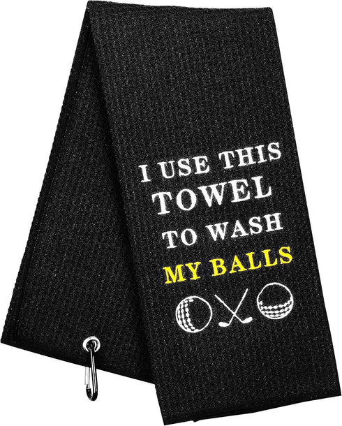 Funny Golf Towel, I Use This Towel to Wash My Balls, Embroidered Golf Gifts for Men with Clip