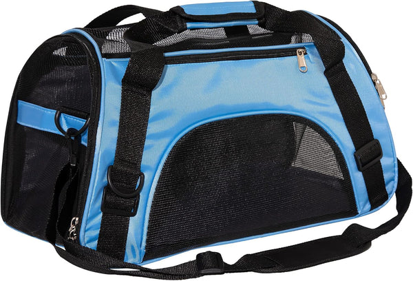 Pet Carrier Cat Carrier, Soft-Sided Airline Approved for Small Medium Cats Dogs Puppies (Medium, Blue)