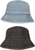 TSSGBL 2 Pack Cotton Denim Bucket Hats Vintage Washed Packable Summer Trendy Beach Travel Sun Caps for Women Men