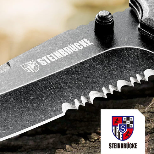 Steinbrucke Tactical Pocket Knife, Folding Stainless Steel 8Cr13Mov 3.4'' Blade with Reversible Clip