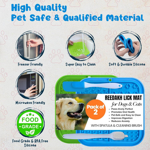 Licking Mats for Dogs and Cats - Slow Feeder Lick Pad with Suction Cups, Crate Training Pet Toy, 2 Lick Mats